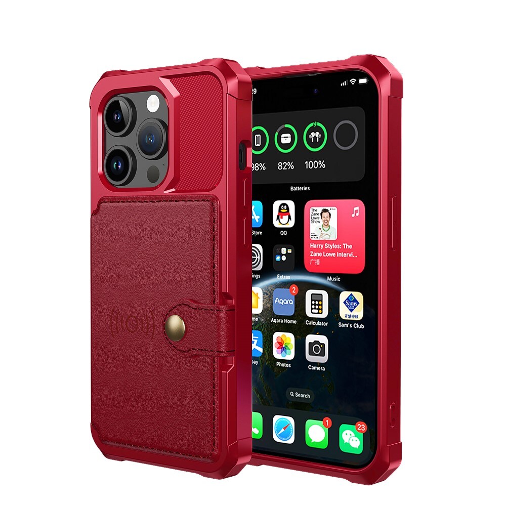 iPhone 15 Pro Stødsikkert mobilcover med pung, Rød