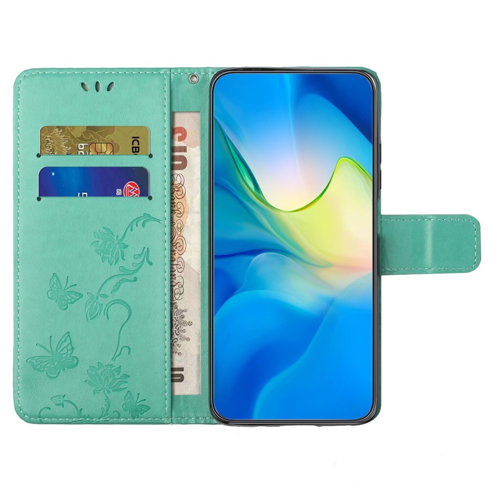 Samsung Galaxy A05s Mobiletui med sommerfugle, Grøn
