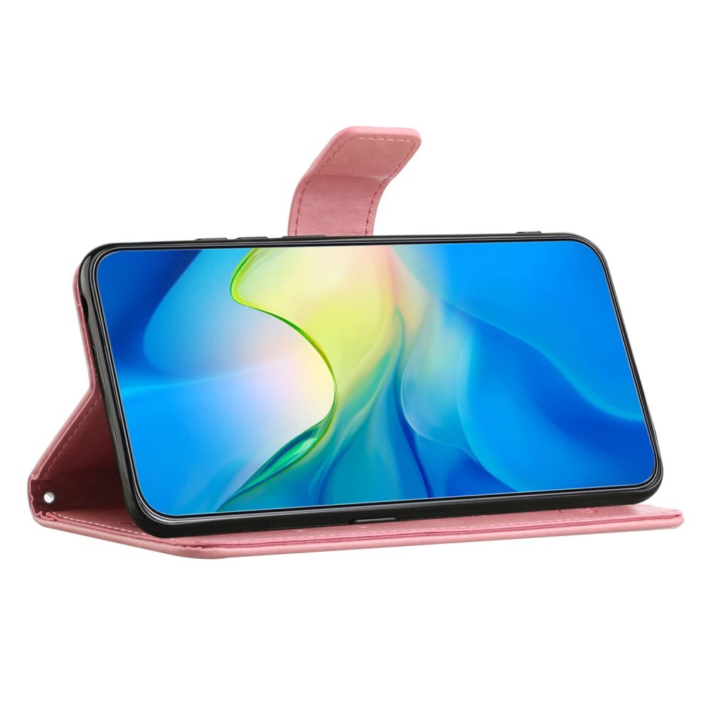 Motorola Moto G54 Mobiletui med sommerfugle, Lyserød