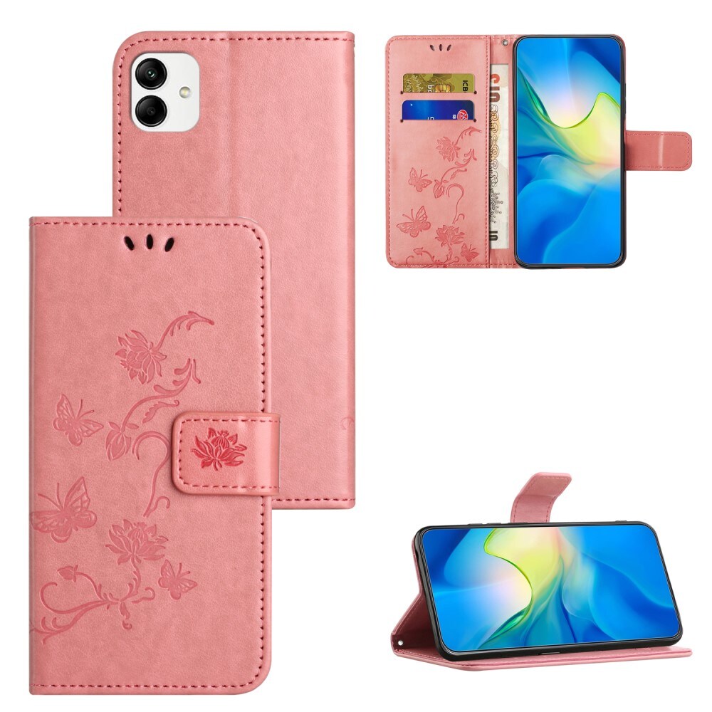 Motorola Moto G54 Mobiletui med sommerfugle, Lyserød