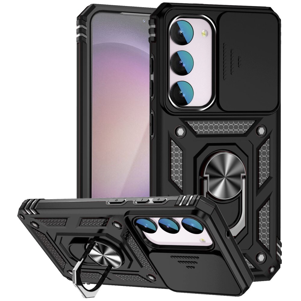 Samsung Galaxy S23 FE Cover med kamerabeskyttelse & fingerring, Sort