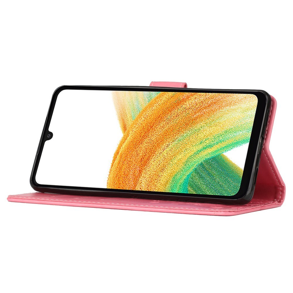 Samsung Galaxy A25 Mobiletui med sommerfugle, Lyserød