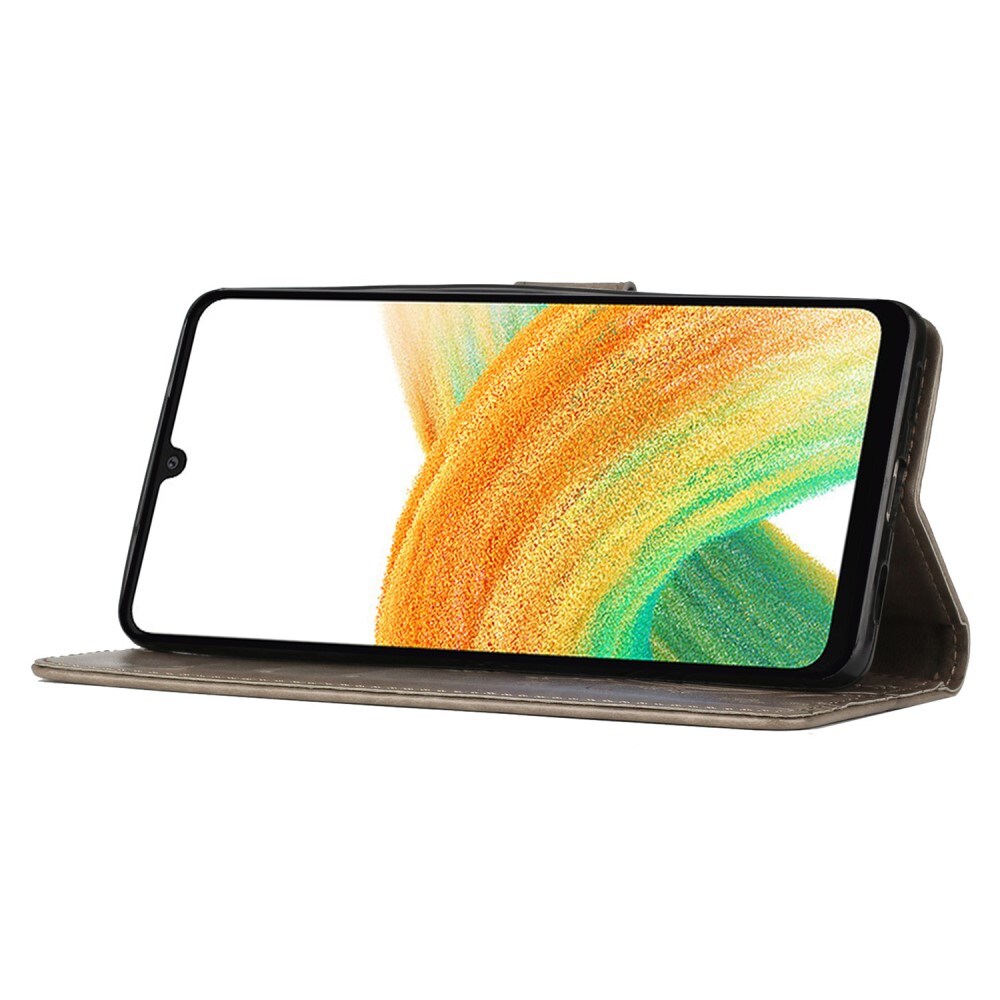 Samsung Galaxy A25 Mobiletui med sommerfugle, Grå