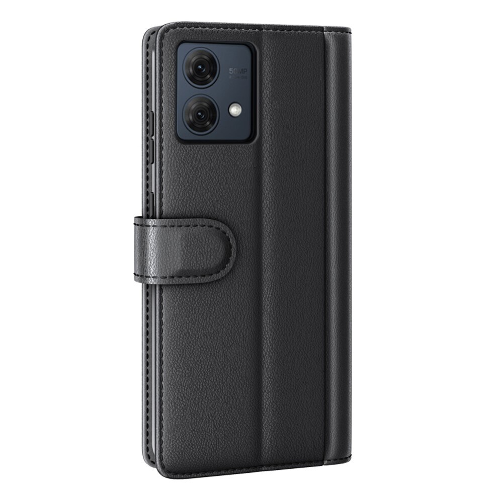 Motorola Moto G84 Slankt mobiletui i ægte læder, Sort