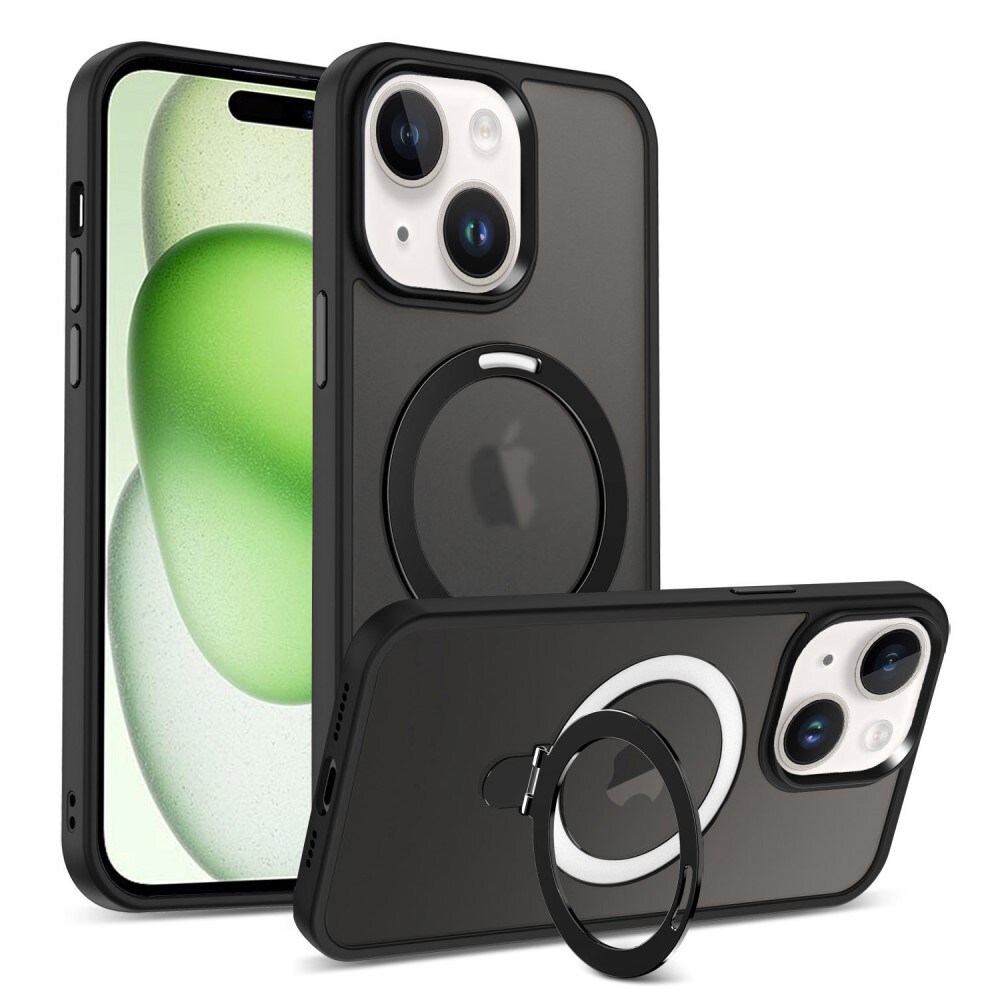 iPhone 15 MagSafe hybridcover med stativfunktion, Sort