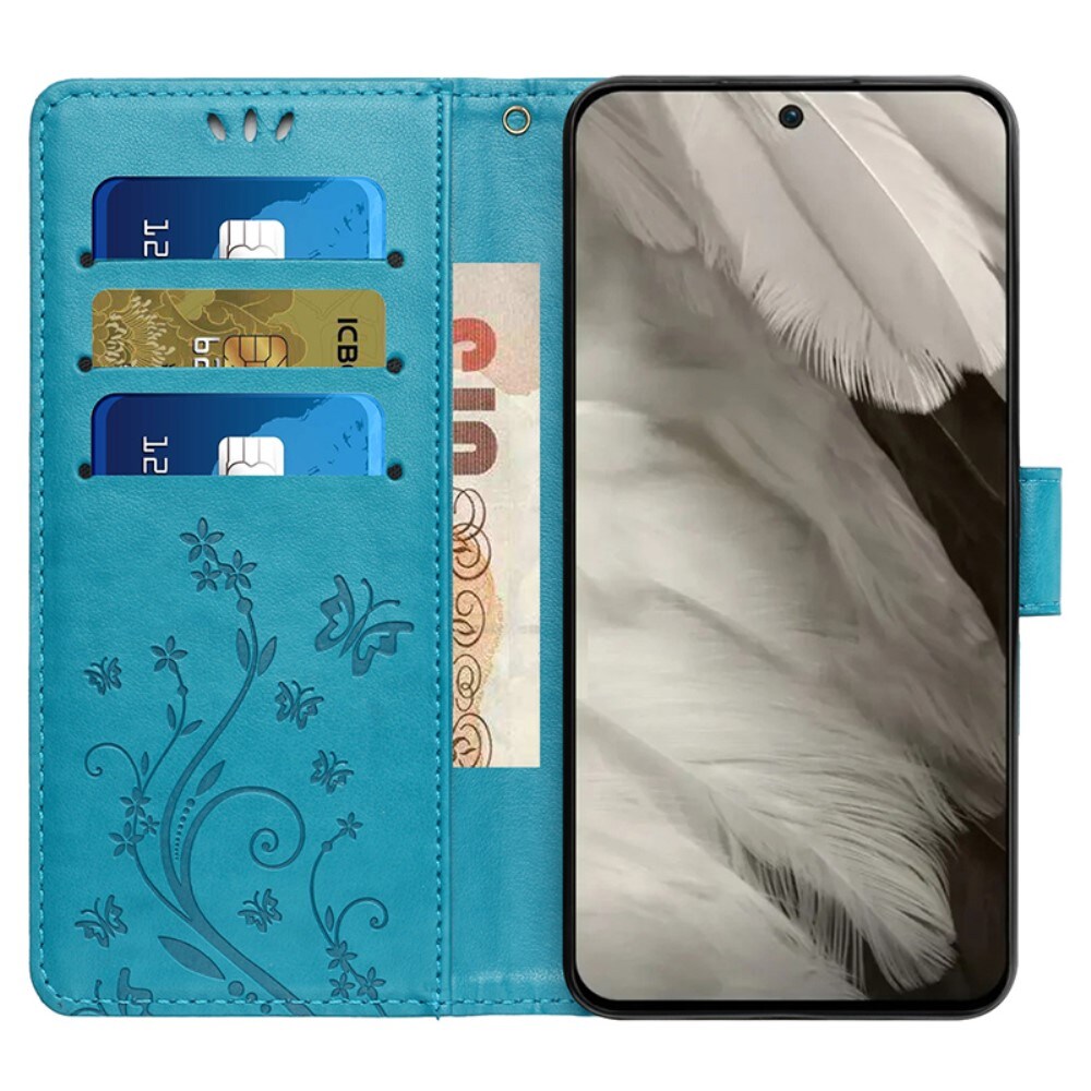 Google Pixel 8 Mobiletui med sommerfugle, Blå