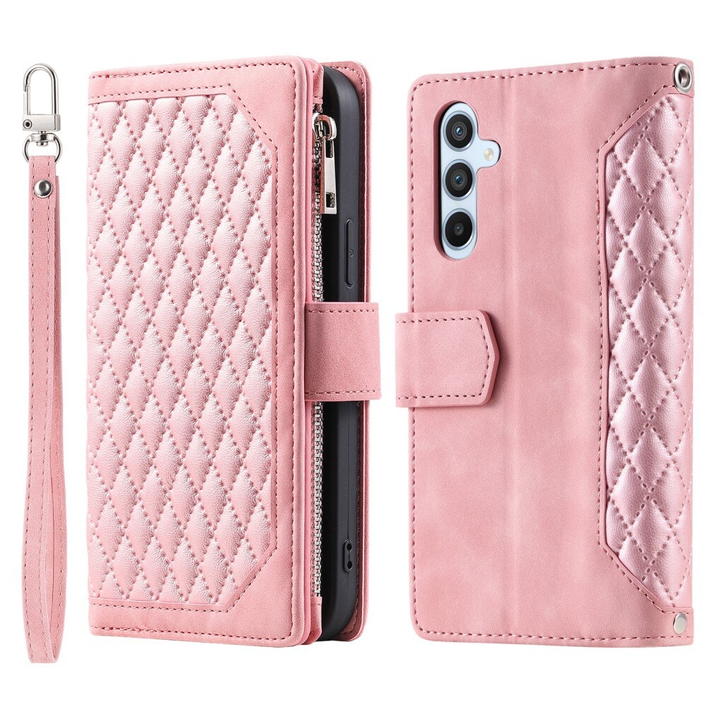 Samsung Galaxy S24 Plus Quiltet pungtaske, Lyserød