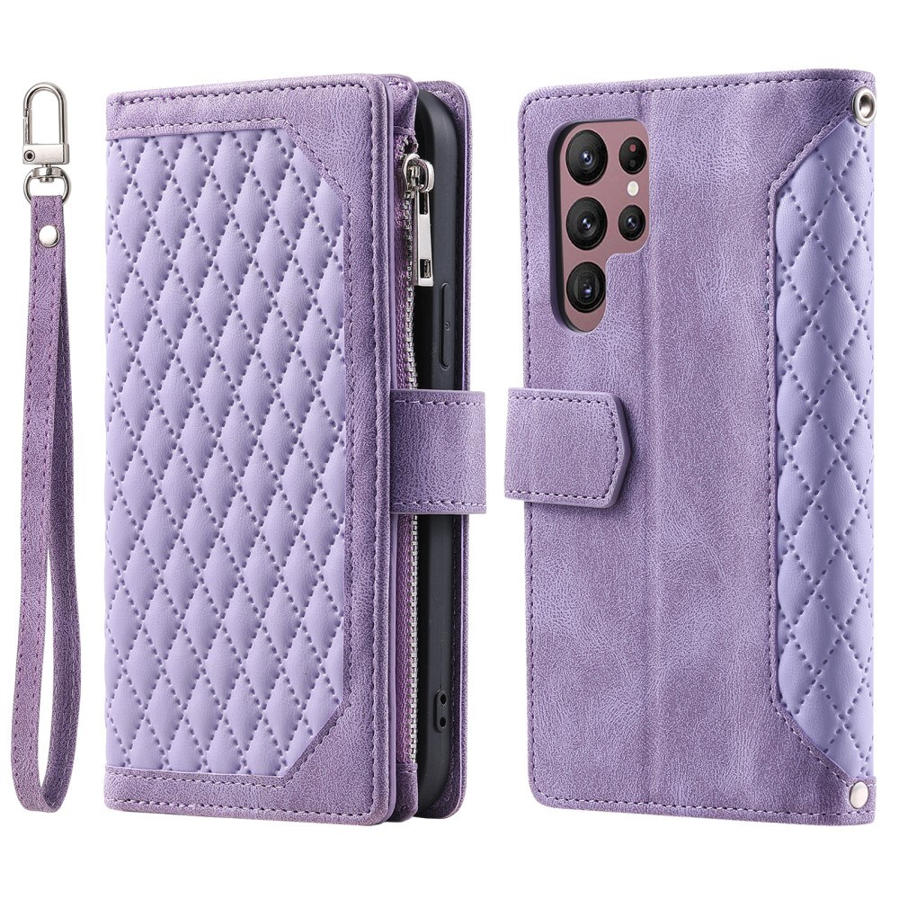 Samsung Galaxy S24 Ultra Quiltet pungtaske, Lilla