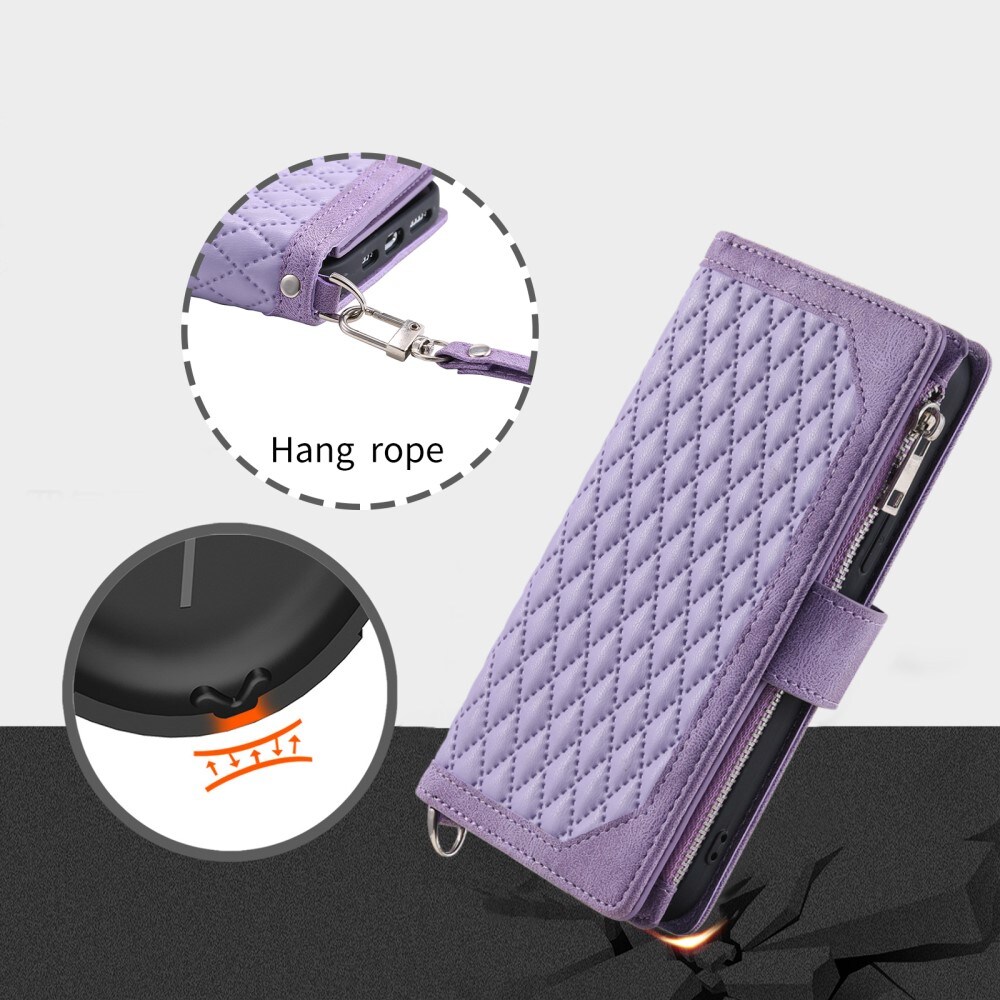 Samsung Galaxy S24 Ultra Quiltet pungtaske, Lilla