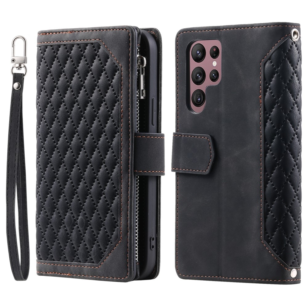Samsung Galaxy S24 Ultra Quiltet pungtaske, Sort