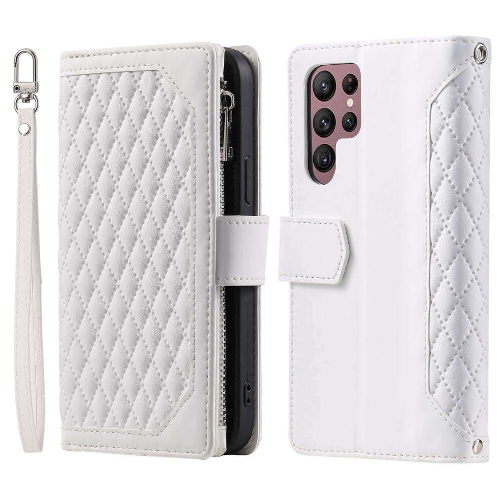 Samsung Galaxy S24 Ultra Quiltet pungtaske, Hvid