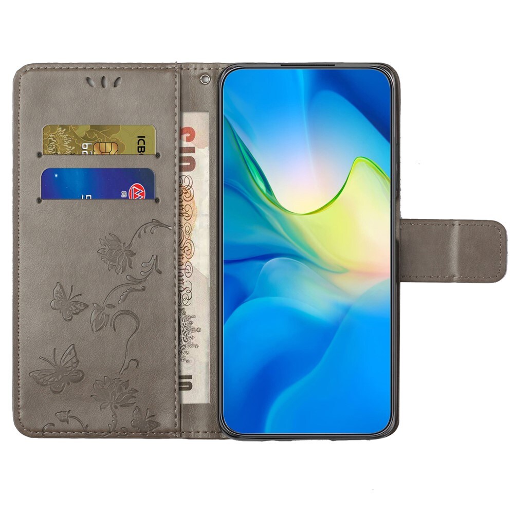 Samsung Galaxy S25 Mobiletui med sommerfugle, Grå