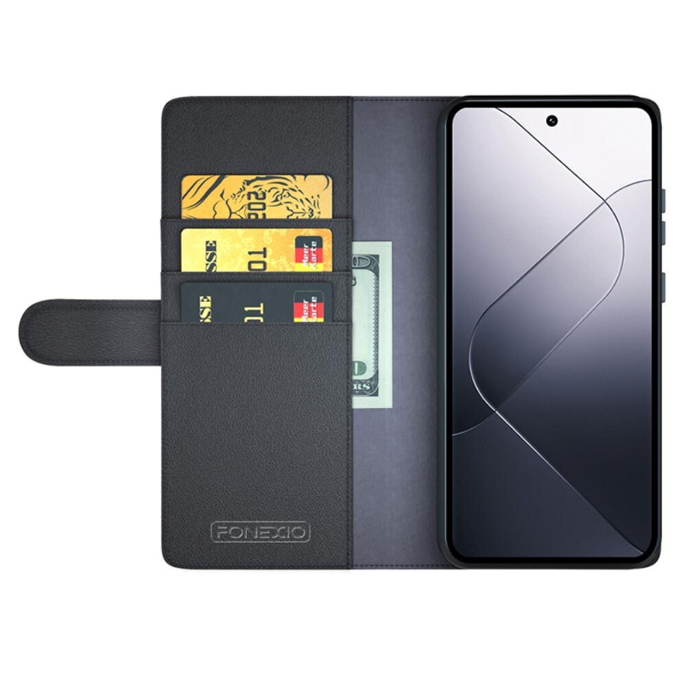 Xiaomi 14 Slankt mobiletui i ægte læder, Sort