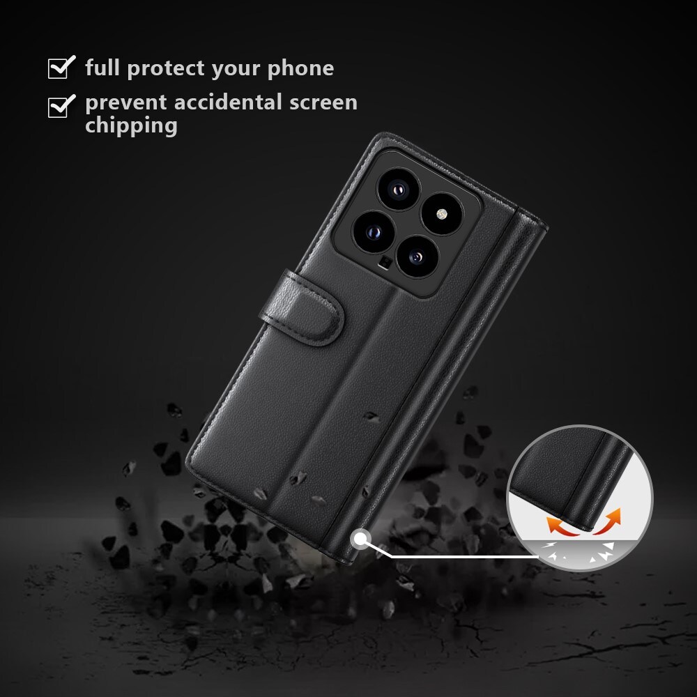 Xiaomi 14 Slankt mobiletui i ægte læder, Sort