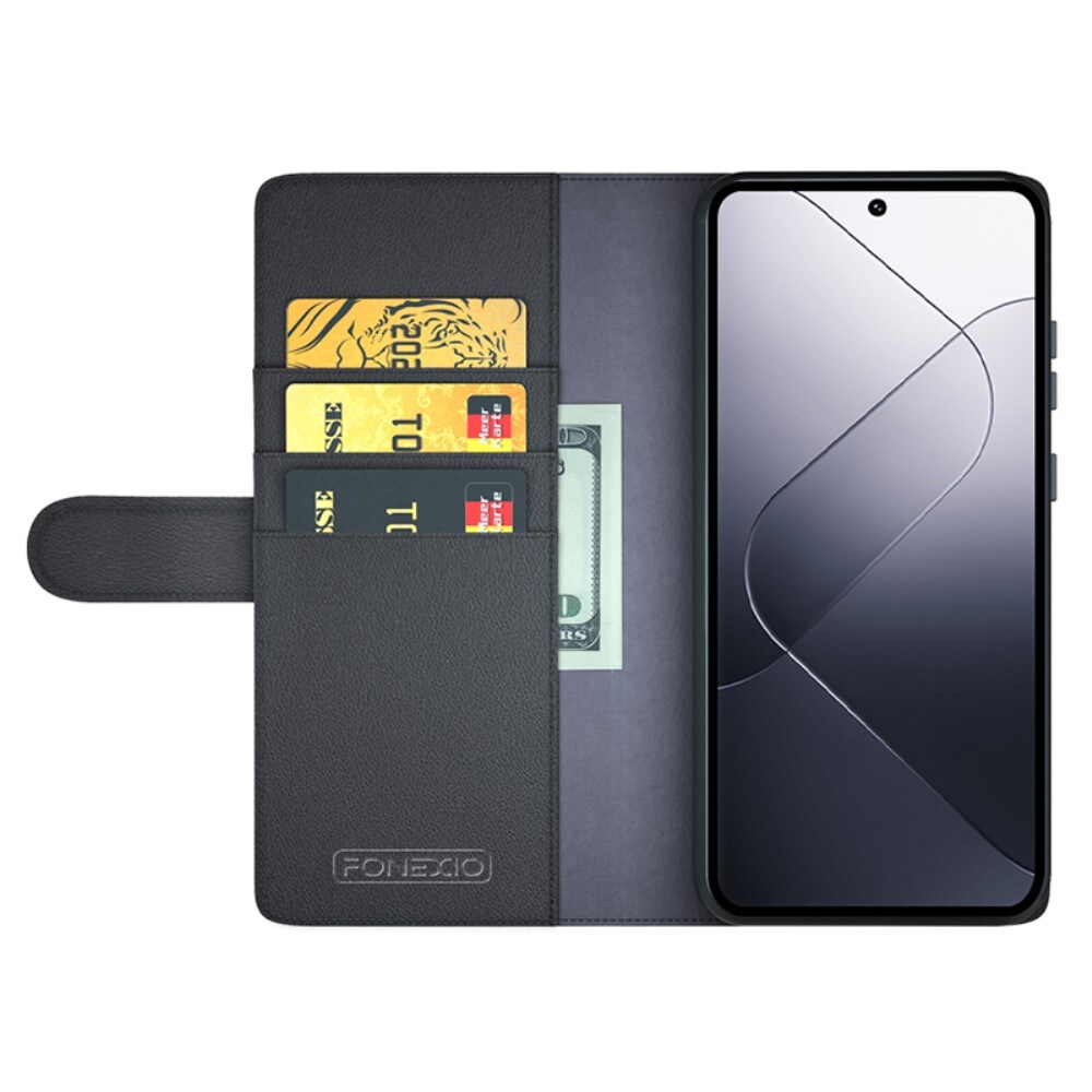 Xiaomi 14 Pro Slankt mobiletui i ægte læder, Sort