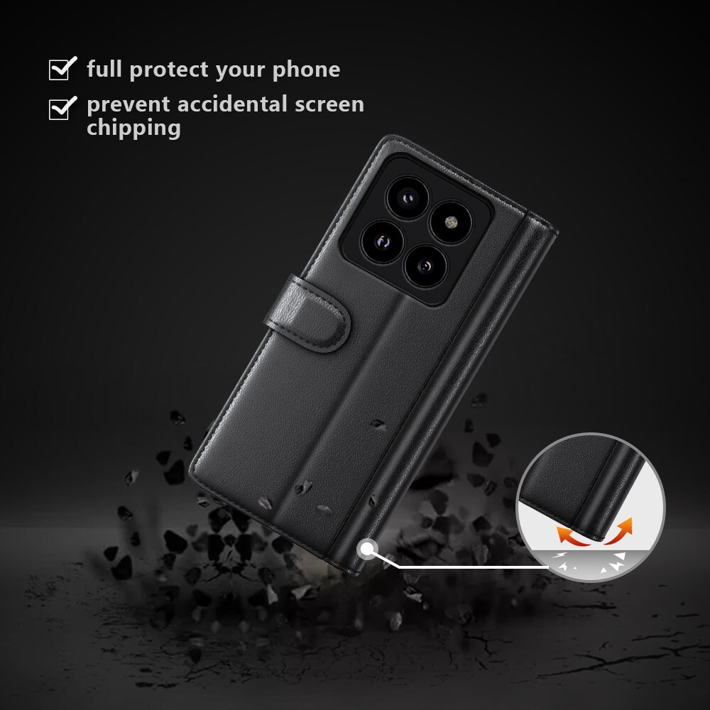 Xiaomi 14 Pro Slankt mobiletui i ægte læder, Sort