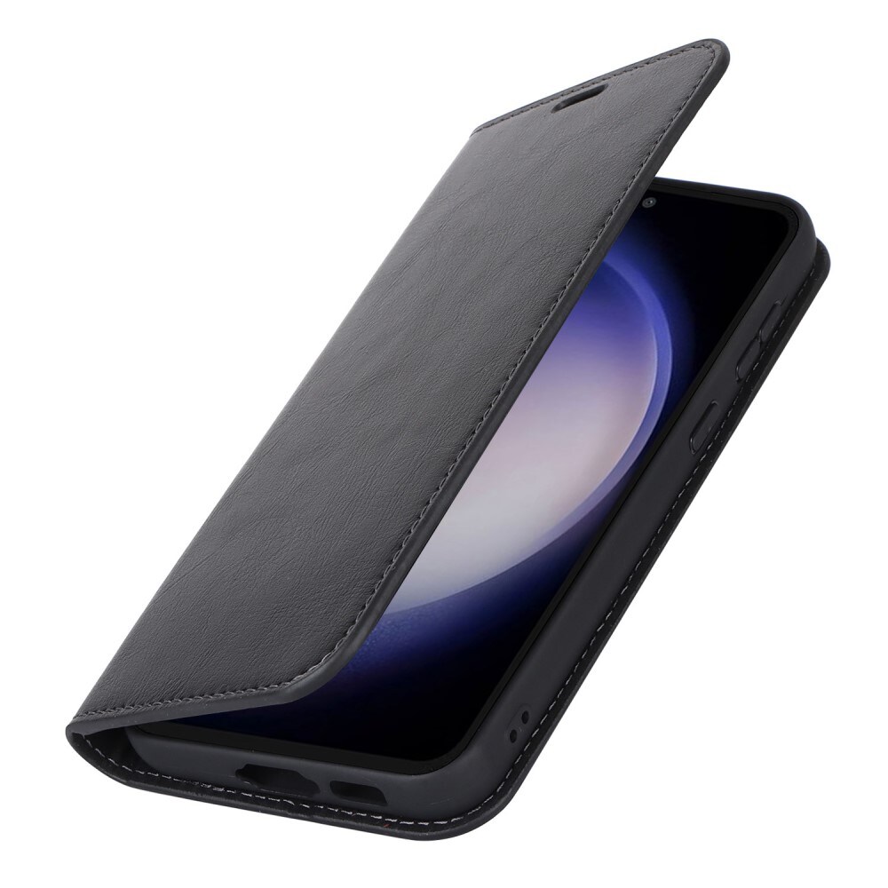 Samsung Galaxy S23 FE Smidigt mobiletui i ægte læder, Sort