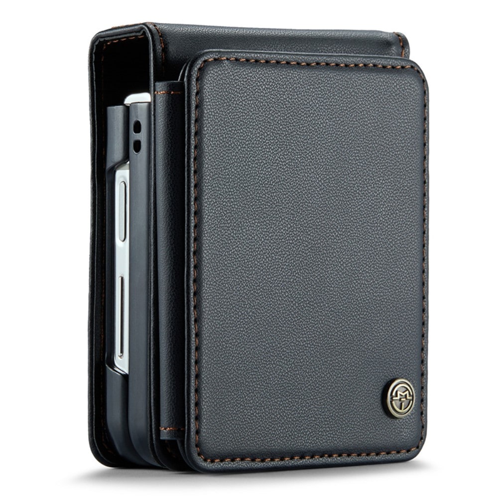 Samsung Galaxy Z Flip 7 FE Cover med indbygget pung og RFID-beskyttelse Sort
