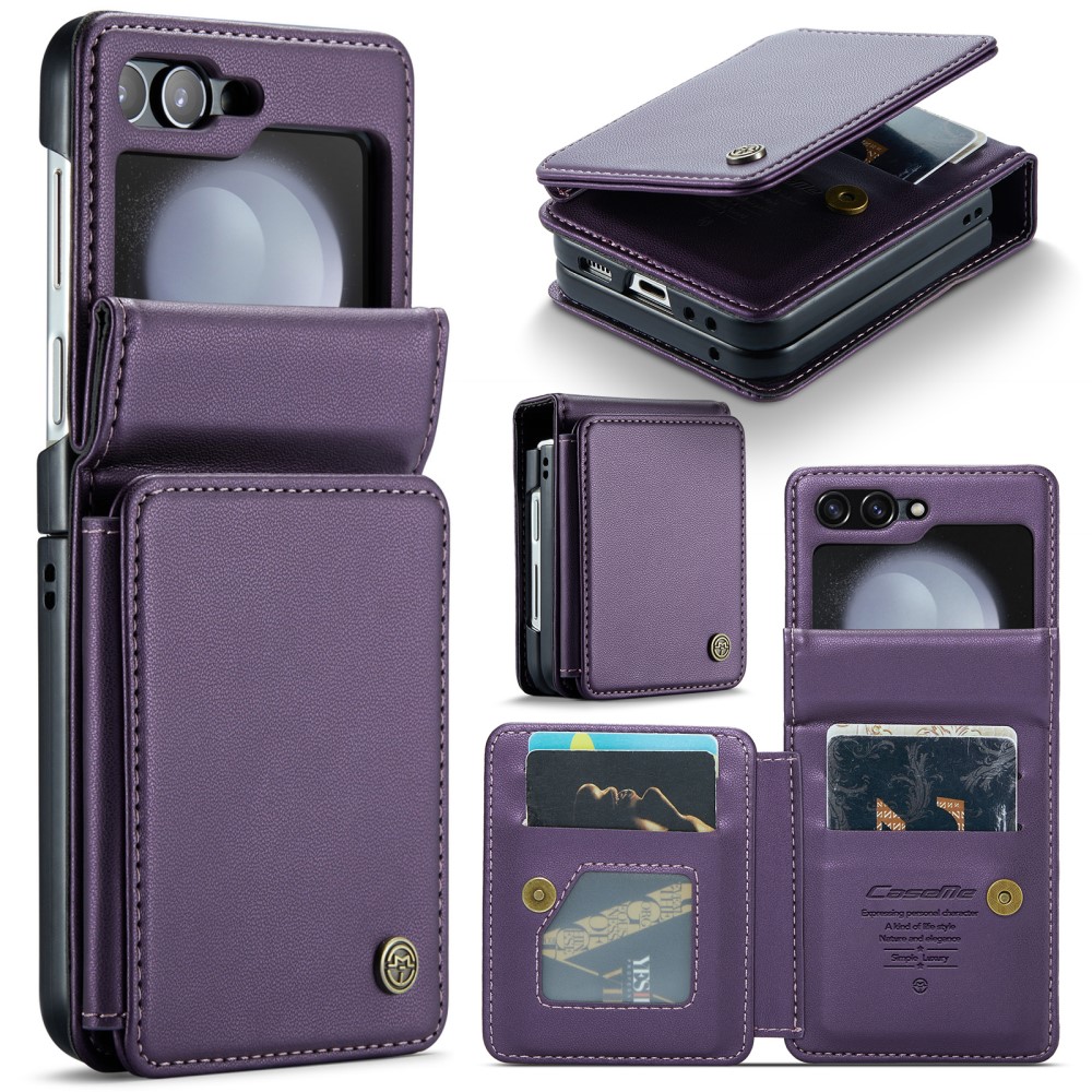 Samsung Galaxy Z Flip 7 FE Cover med indbygget pung og RFID-beskyttelse Lilla