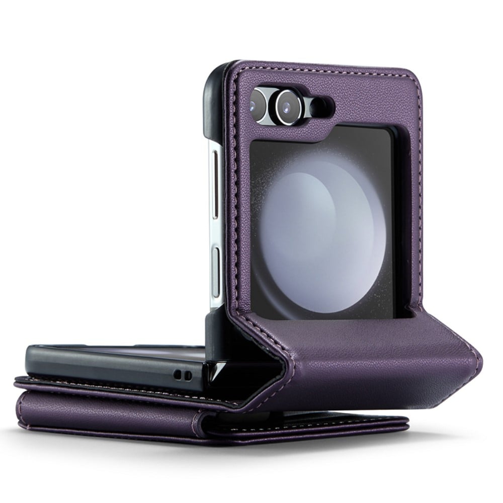 Samsung Galaxy Z Flip 7 Cover med indbygget pung og RFID-beskyttelse Lilla