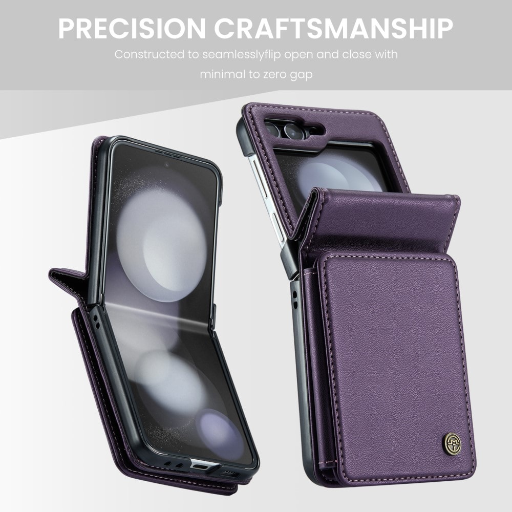 Samsung Galaxy Z Flip 7 FE Cover med indbygget pung og RFID-beskyttelse Lilla