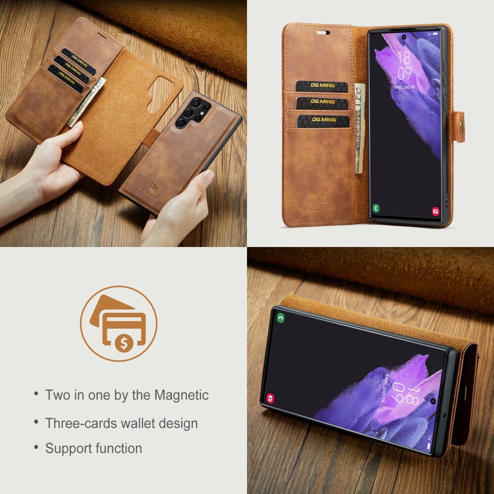 Samsung Galaxy S24 Ultra Pungetui med aftageligt cover, Cognac