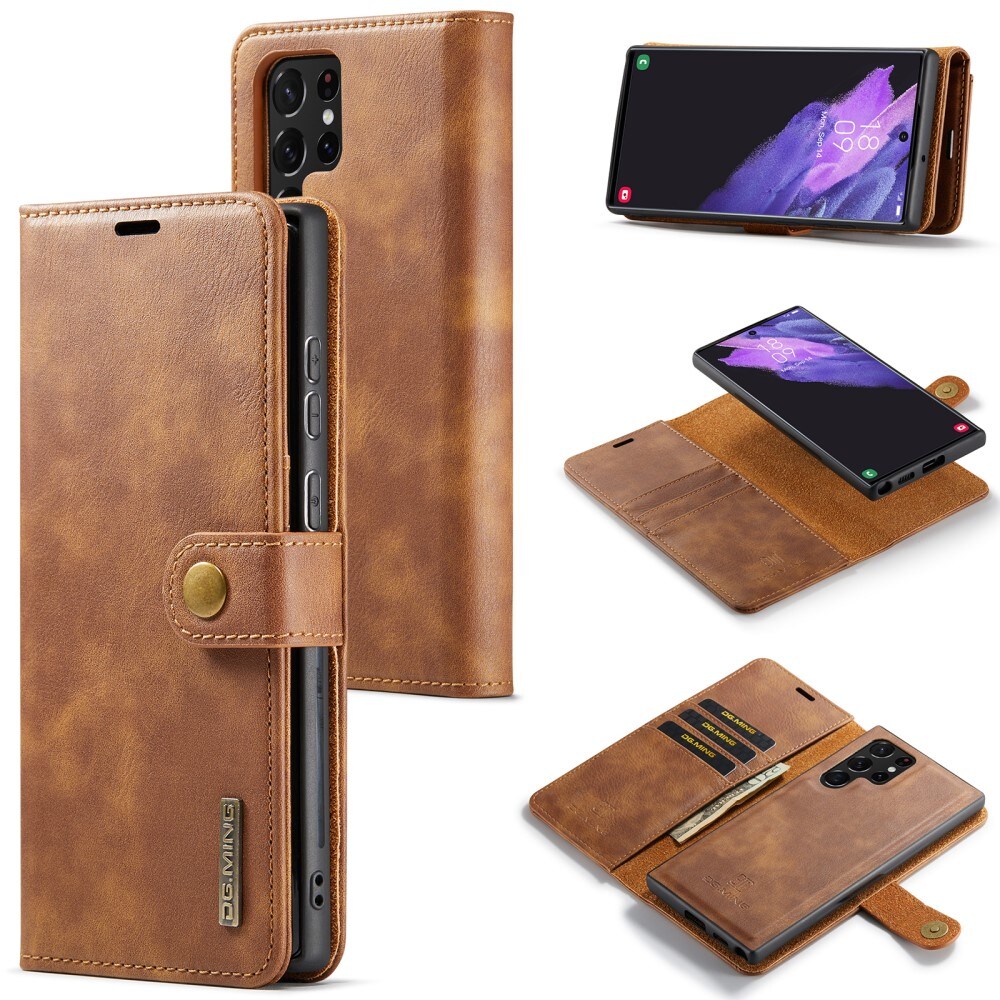 Samsung Galaxy S24 Ultra Pungetui med aftageligt cover, Cognac