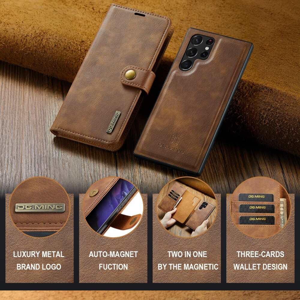 Samsung Galaxy S24 Ultra Pungetui med aftageligt cover, Cognac