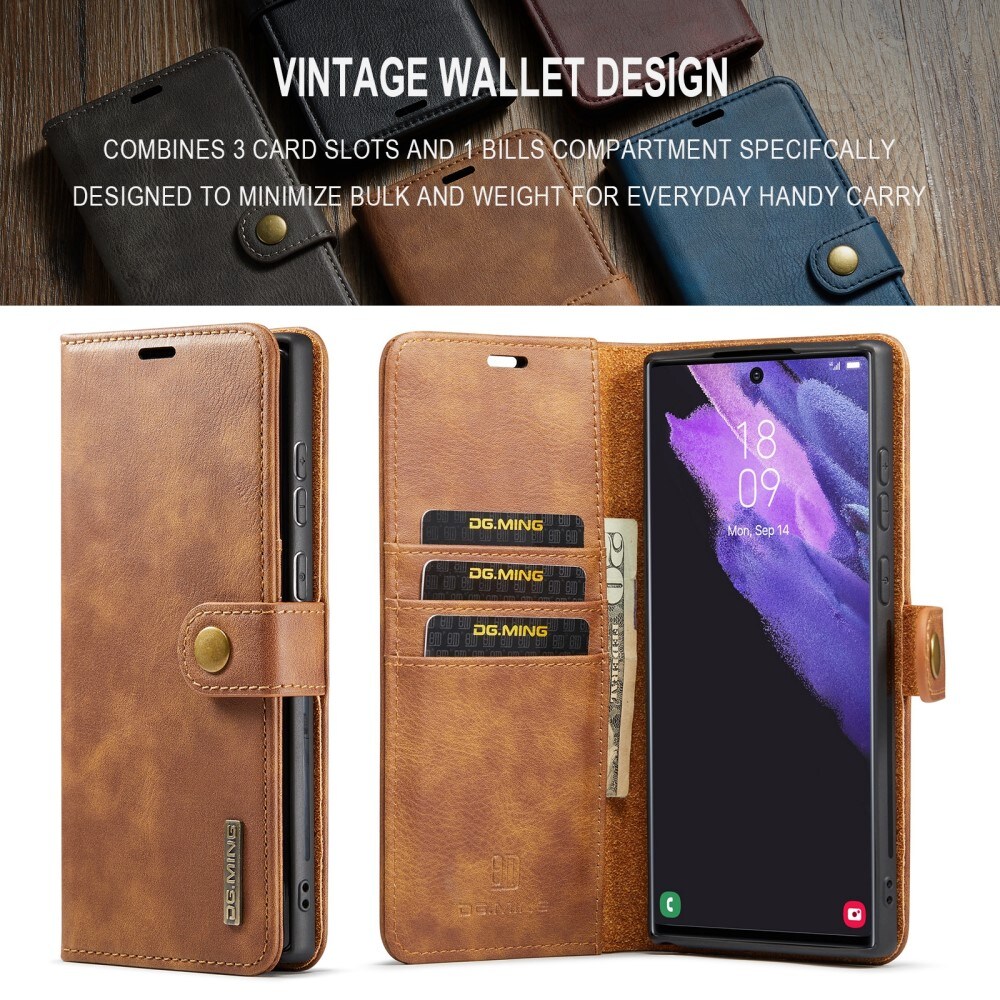 Samsung Galaxy S24 Ultra Pungetui med aftageligt cover, Cognac