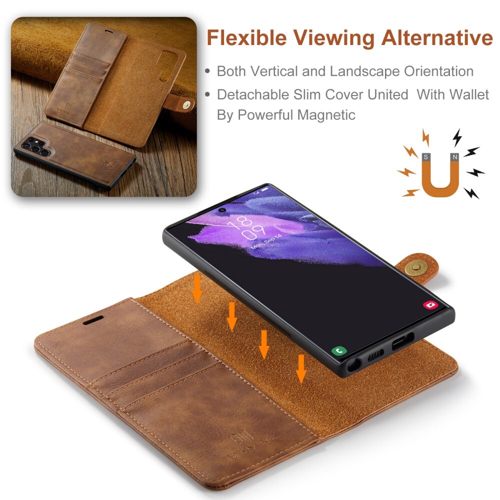 Samsung Galaxy S24 Ultra Pungetui med aftageligt cover, Cognac