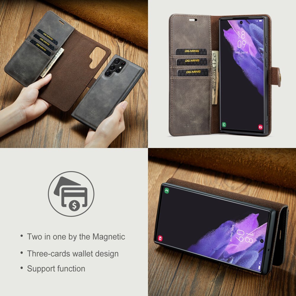 Samsung Galaxy S24 Ultra Pungetui med aftageligt cover, Brown
