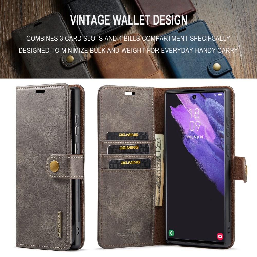 Samsung Galaxy S24 Ultra Pungetui med aftageligt cover, Brown