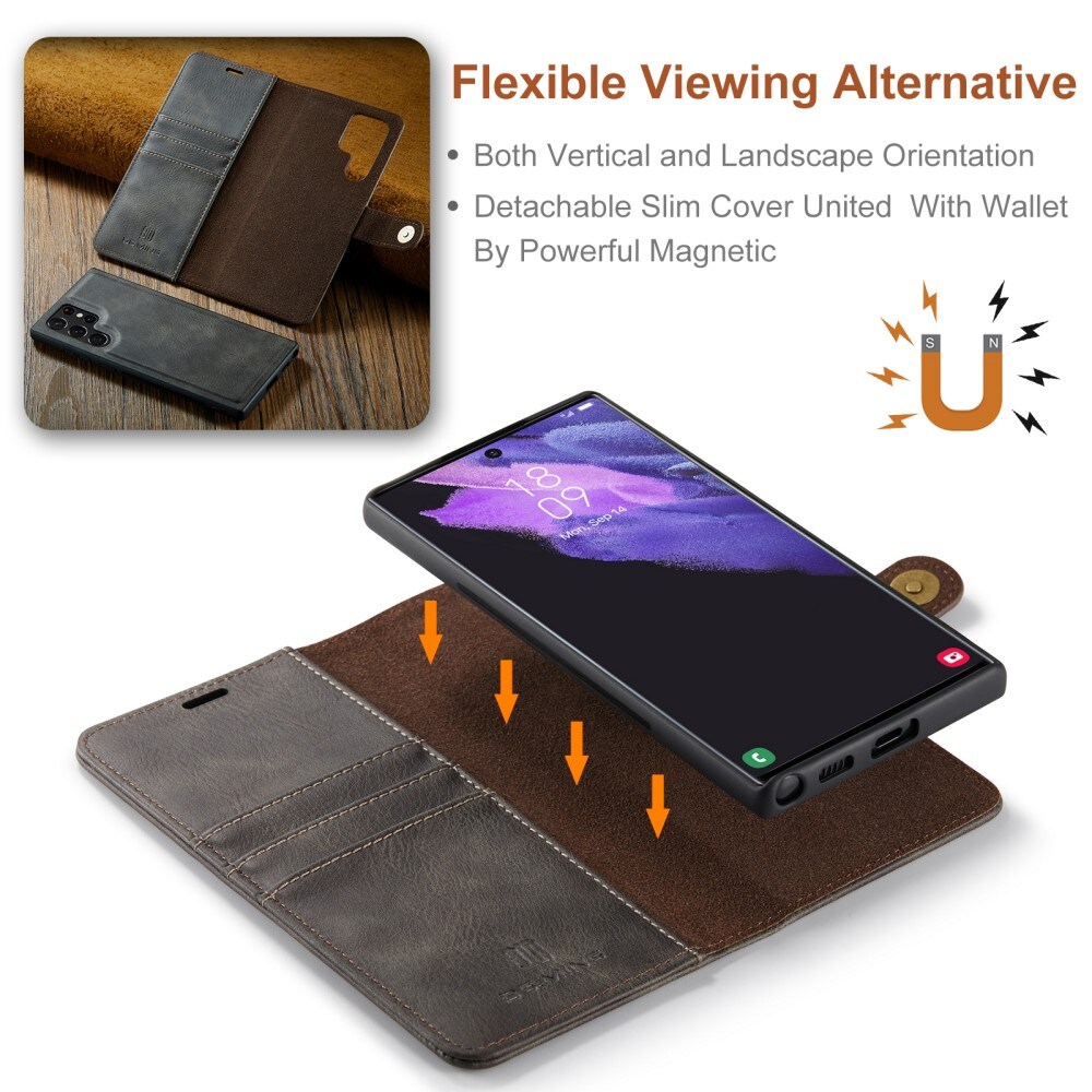 Samsung Galaxy S24 Ultra Pungetui med aftageligt cover, Brown