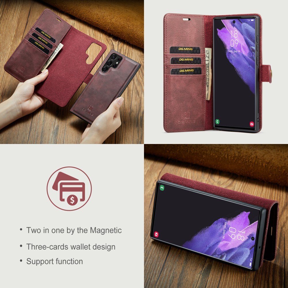 Samsung Galaxy S24 Ultra Pungetui med aftageligt cover, Red