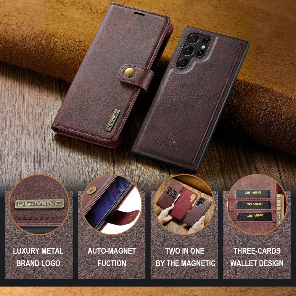 Samsung Galaxy S24 Ultra Pungetui med aftageligt cover, Red