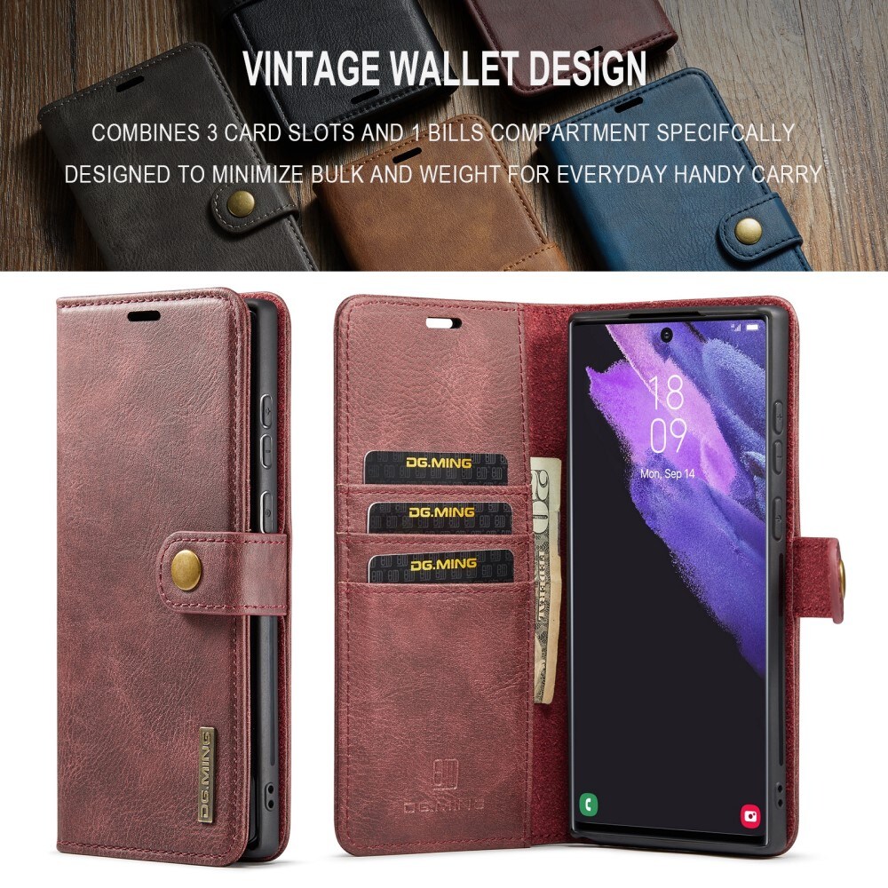 Samsung Galaxy S24 Ultra Pungetui med aftageligt cover, Red