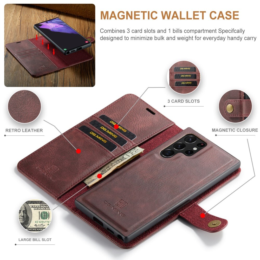 Samsung Galaxy S24 Ultra Pungetui med aftageligt cover, Red