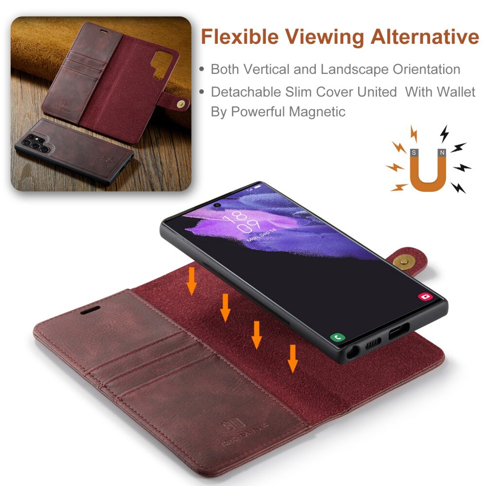 Samsung Galaxy S24 Ultra Pungetui med aftageligt cover, Red