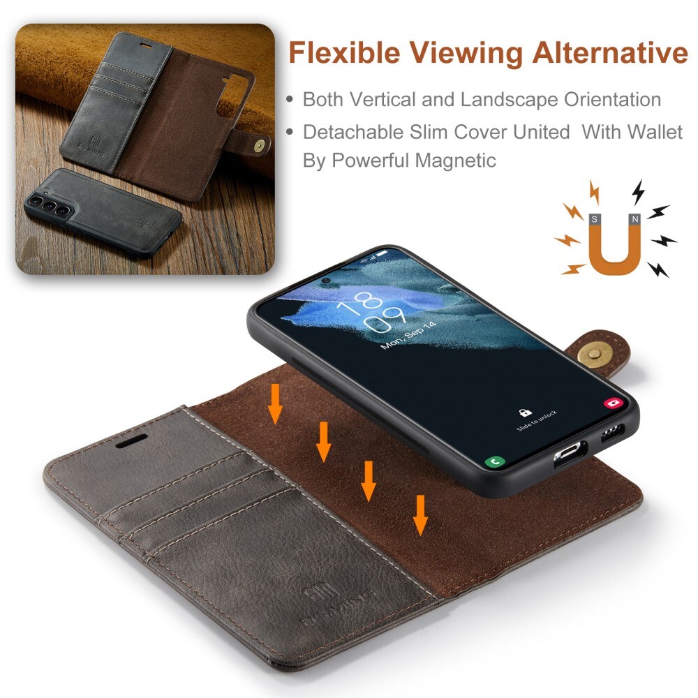 Samsung Galaxy S24 Pungetui med aftageligt cover, Brown