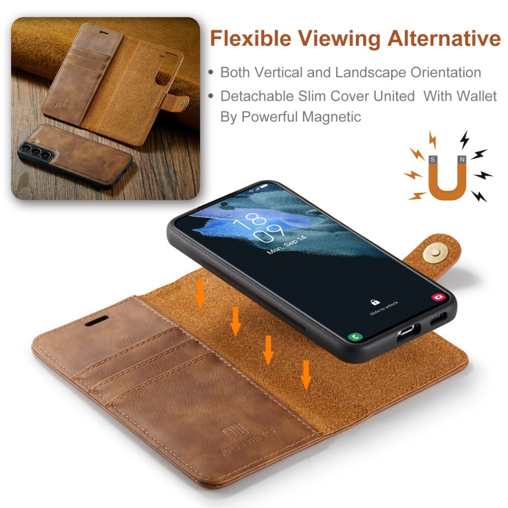Samsung Galaxy S24 Plus Pungetui med aftageligt cover, Cognac
