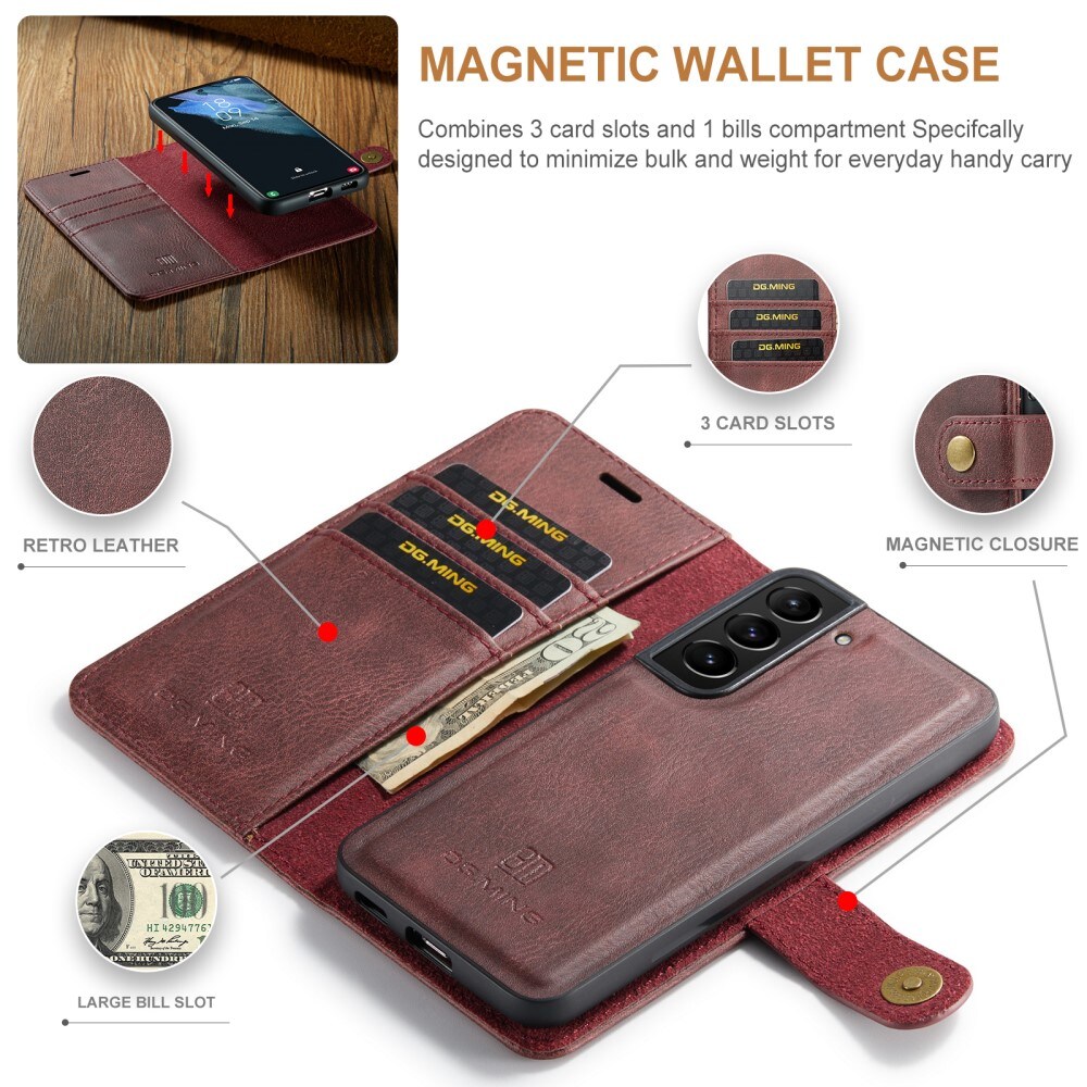 Samsung Galaxy S24 Plus Pungetui med aftageligt cover, Red