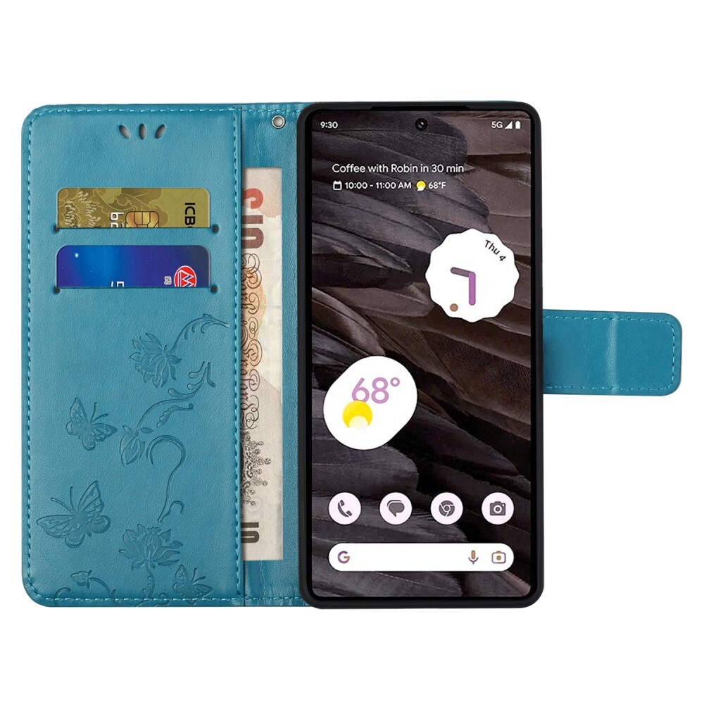 Google Pixel 8a Mobiletui med sommerfugle, Blå