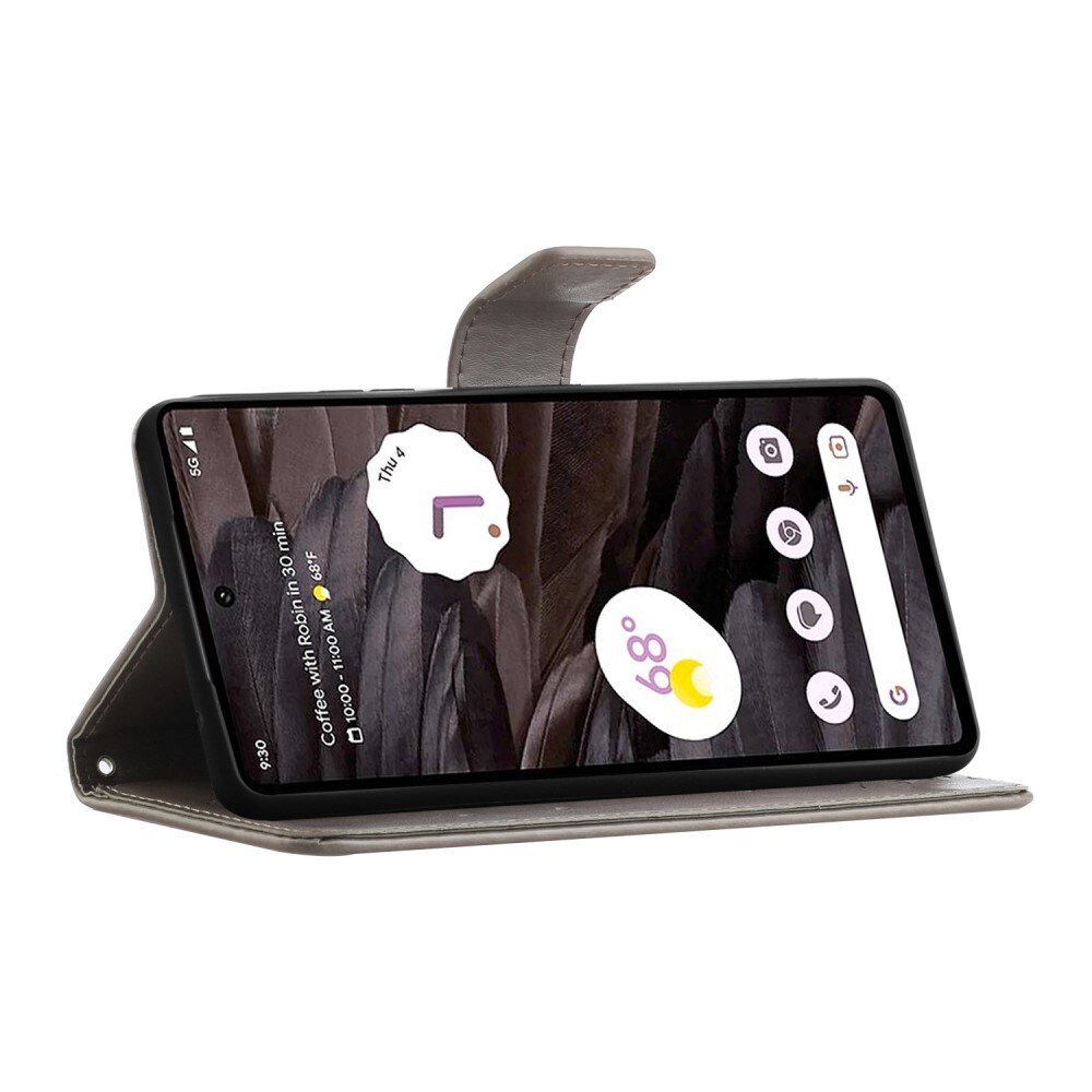 Google Pixel 8a Mobiletui med sommerfugle, Grå