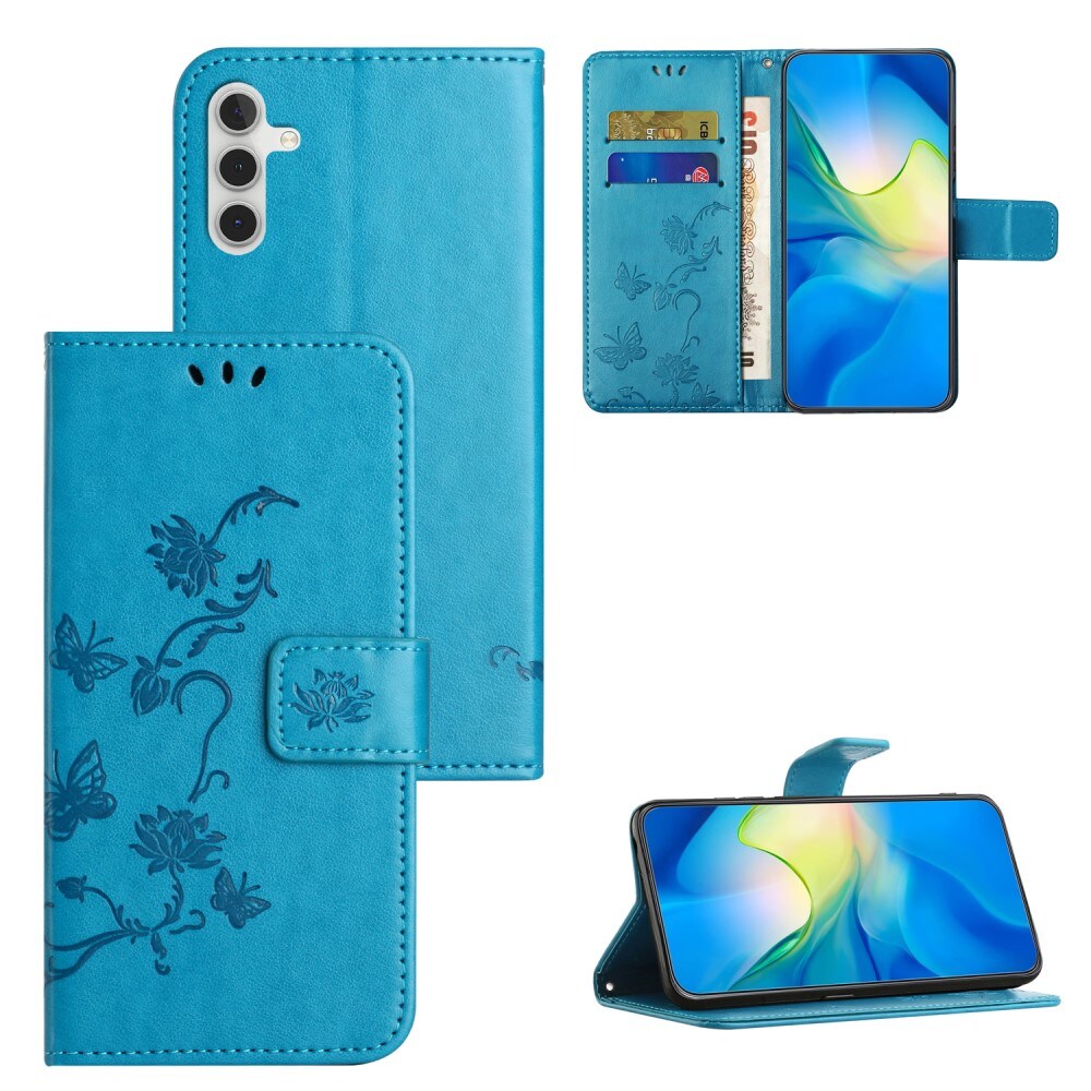 Samsung Galaxy A35 Mobiletui med sommerfugle, Blå