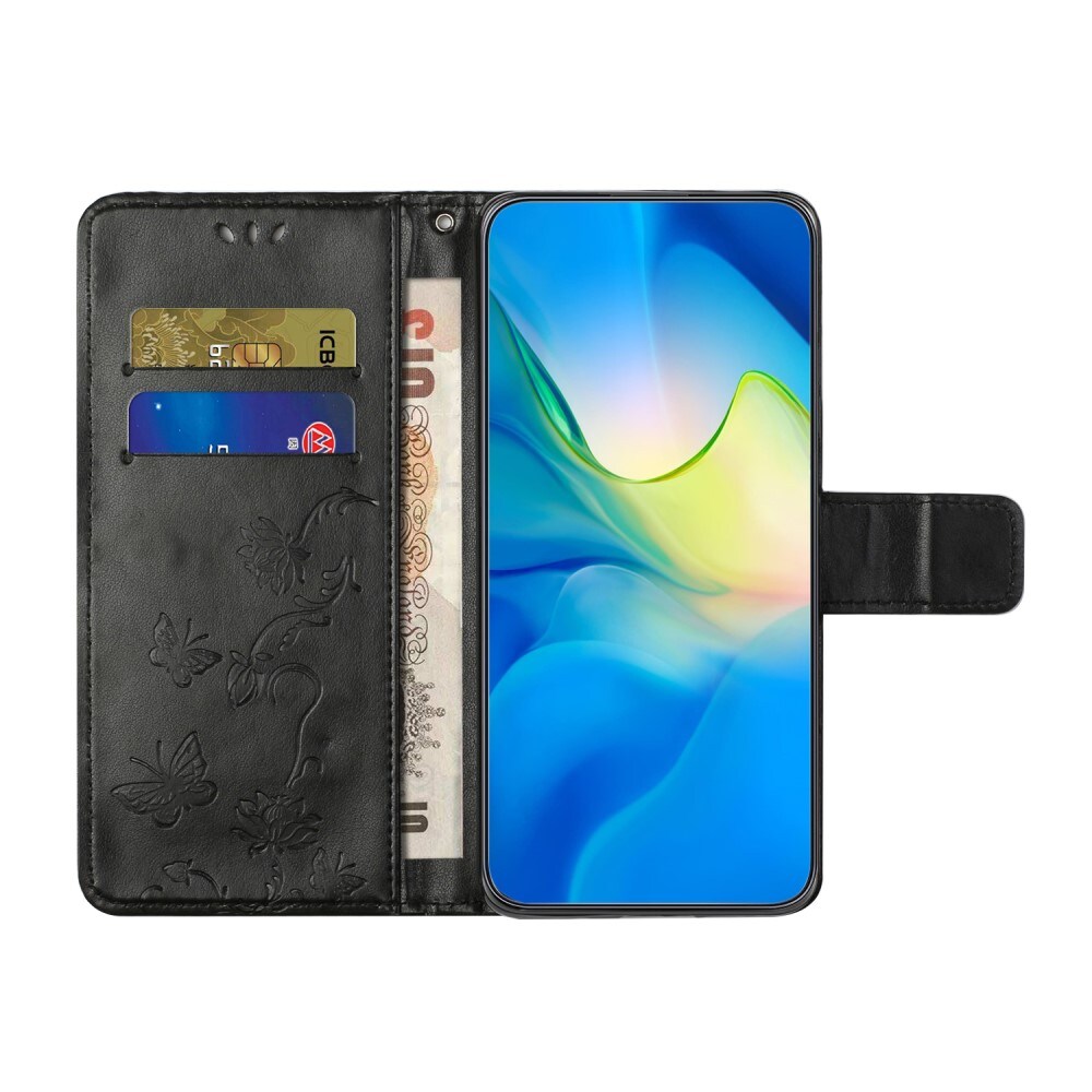 Samsung Galaxy A35 Mobiletui med sommerfugle, Sort