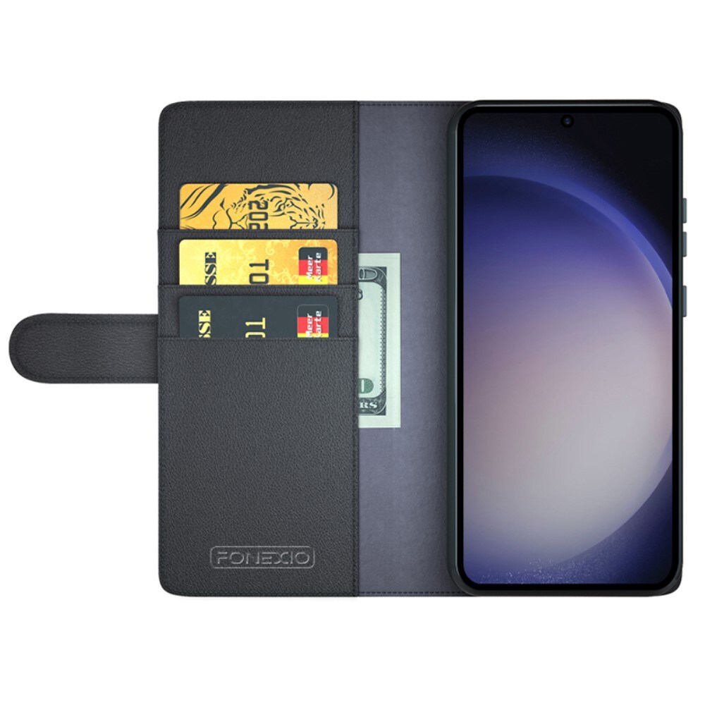 Samsung Galaxy S24 Ultra Slankt mobiletui i ægte læder, Sort