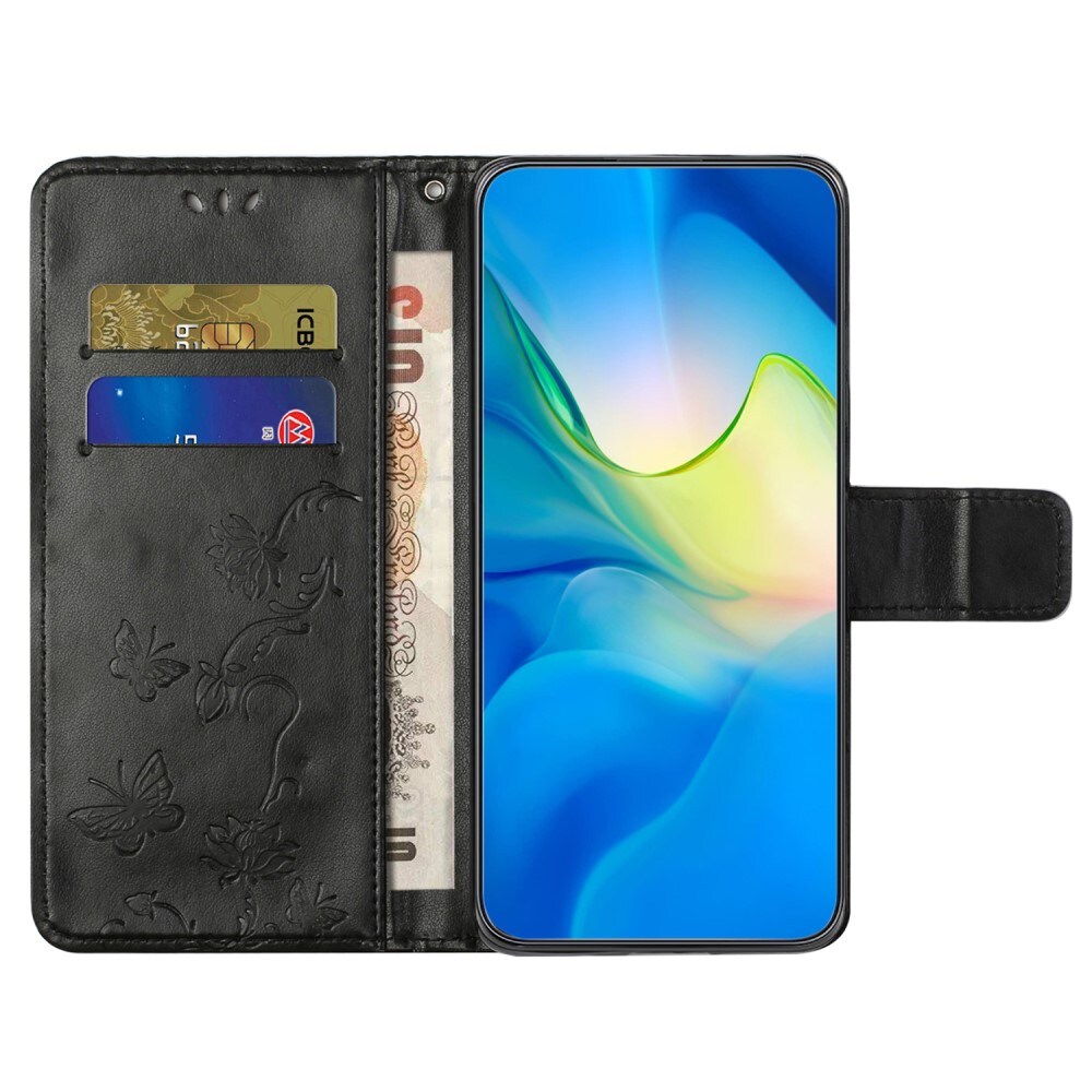 Samsung Galaxy A55 Mobiletui med sommerfugle, Sort