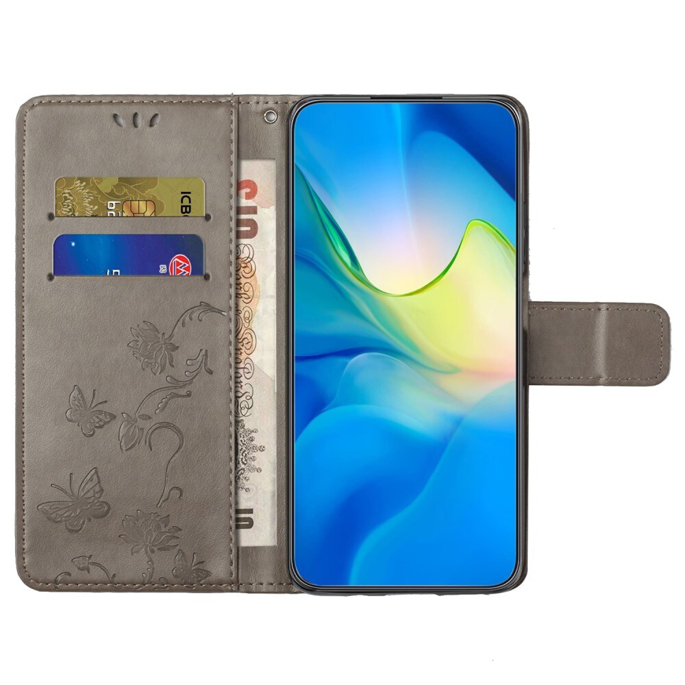 Samsung Galaxy A55 Mobiletui med sommerfugle, Grå