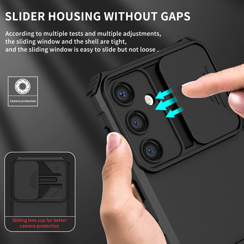 Samsung Galaxy S24 Cover med Kickstand & Kamerabeskyttelse, Sort