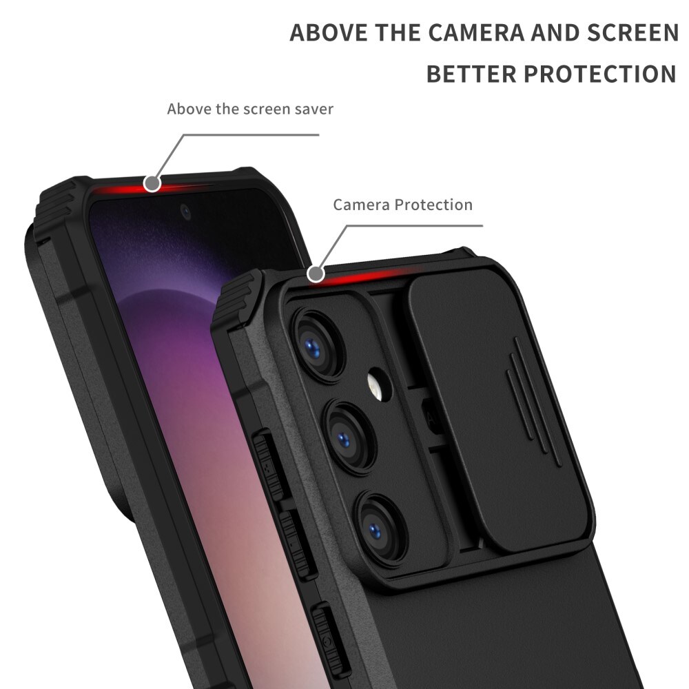 Samsung Galaxy S24 Plus Cover med Kickstand & Kamerabeskyttelse, Sort